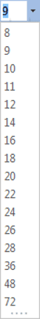 Selecting font size from the dropdown menu in Microsoft Word Font size dropdown menu showing point size options in Word