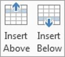 Insert Above and Insert Below buttons for adding table rows Insert row buttons in Word Table Tools Layout tab
