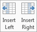 Insert Left and Insert Right buttons for adding table columns Insert column buttons in Word Table Tools Layout tab