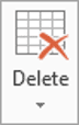 Delete menu for removing rows and columns from Word tables Delete button in Word Table Tools Layout tab