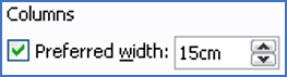 Set exact column width measurements in Word tables Preferred width setting for table columns