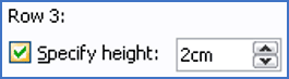 Configure row height settings in Word tables Specify height option in row properties